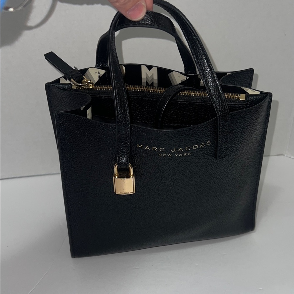 Marc Jacobs Black Pebbled Leather Satchel with Gold Hardware